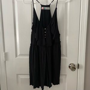 Free People FP Beach Erika Tunic Mini Dress Cover-up Black - Small